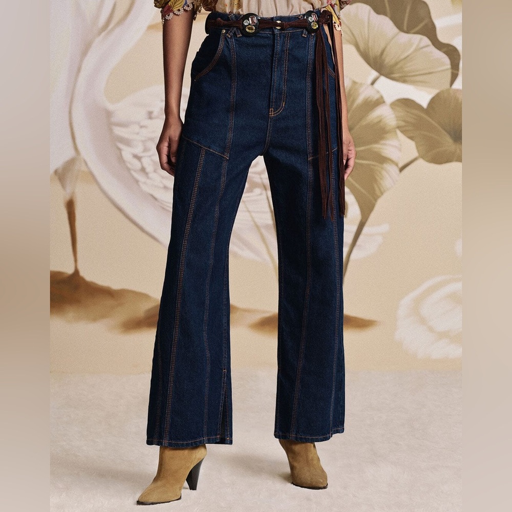 Farm Rio Dark Denim High Waist Snips Pants Denim 29